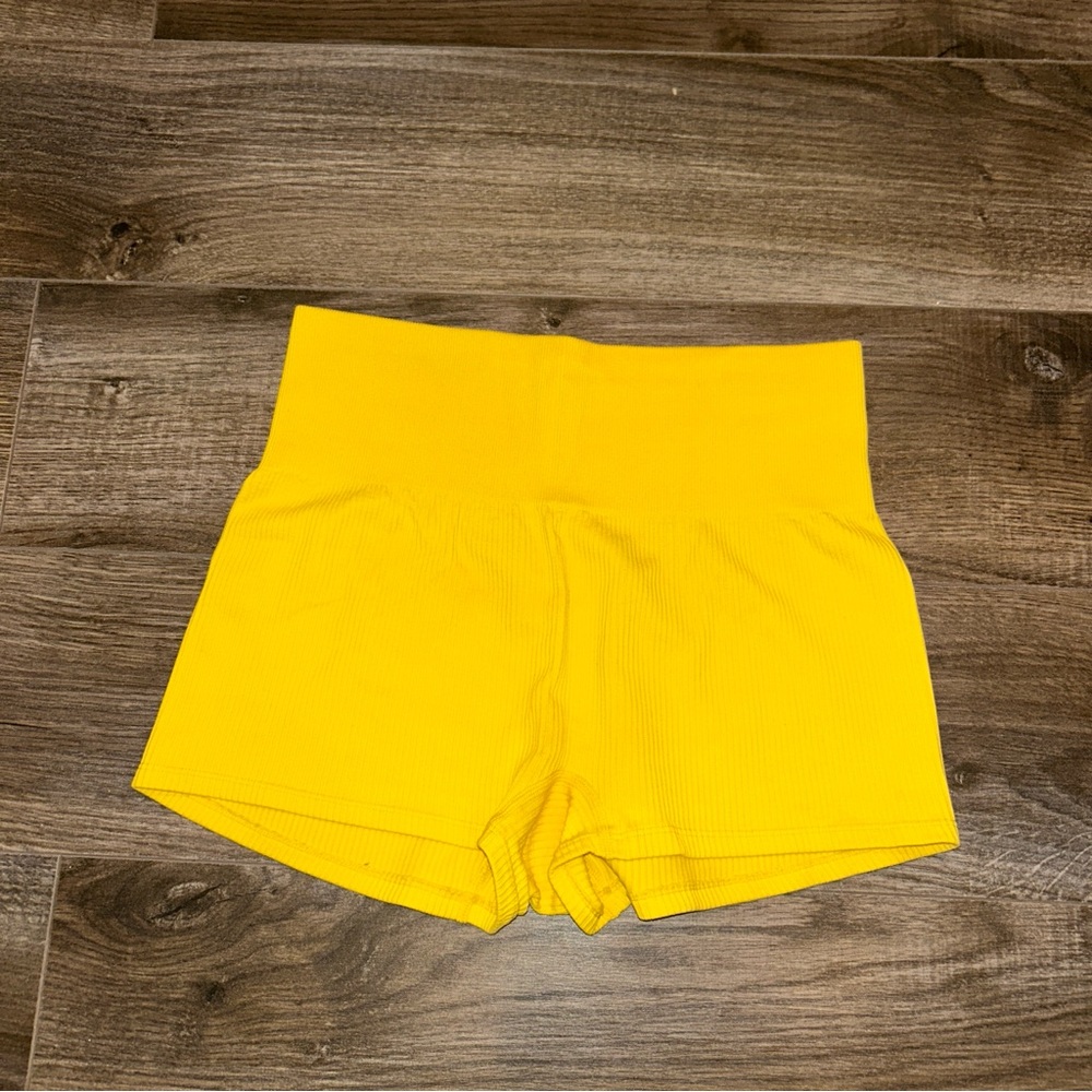 Vibrant Yellow Athletic Shorts with Elastic Waistband